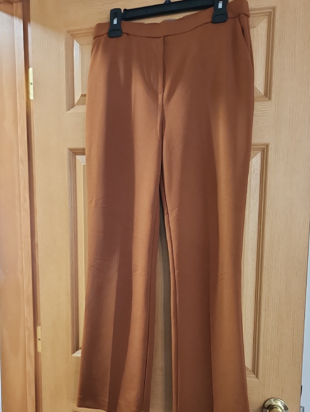 High-Rise Bootcut Pants in Rust Brown